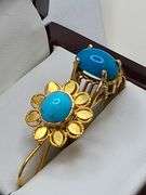 Per of vintage 18k gold ring and pendent with Russian turquoise