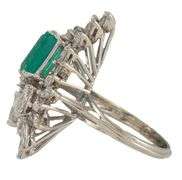 1.50ct Emerald Cut Emerald and 2.25ctw Marquise Diamond Cocktail Ring in 14K