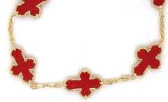 925 Sterling silver coral cross link bracelet