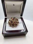 Extremely fine Antique Russian 18k gold ring hand made with 15 natural fine rubies