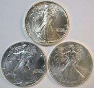 3 Better Date Superb Gem BU $1 Silver Eagles: 1986, 1987, & 1996