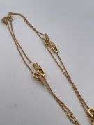 CERTIFIED 18K YELLOW GOLD LONG STATION NECKLACE WITH DIAMONDS