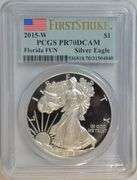 Flawless 2015-W Gem Proof $1 Silver Eagle. PCGS PR70DCAM Florida FUN