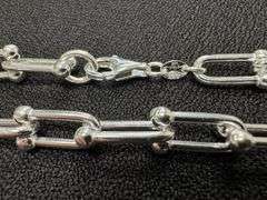 Sterling Silver Diamond-Cut Paperclip Bead Chain Necklace 18"