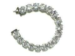 14 Kt. White Gold Plated Huge 59.5 Ctw.17 Count Simulated White VVs1  Diamond Tennis Bracelet