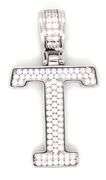 925 Sterling silver Initial T cubic zirconia pendant