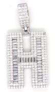 925 Sterling silver Initial H cubic zirconia pendant
