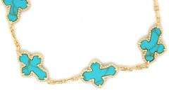 925 Sterling silver 5 turquoise cross link bracelet