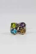 Sterling Silver Natural Gemstone Ring Size 10