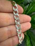 Men's 8.5mm Solid .925 Sterling Silver Flat Curb Chain Link Italy Bracelet 7" inch