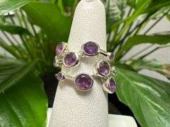 Sterling Silver Natural Gemstone Amethyst Ring Size 6