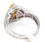 Yellow marquise and white baguette cubic zirconia ring in 925 sterling silver