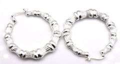 925 Sterling silver large bamboo style hoop earrings