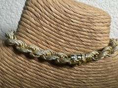 14k Gold Plated 925 Sterling Silver Clear CZ Encrusted Rope Chain 7.3mm New 9"