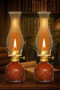 Set of 2 Clear Glass Oil Lamps