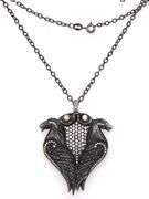 925 Sterling silver diamond double horse pendant on chain