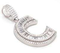 Initial C cubic zirconia pendant in 925 Sterling silver