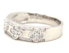 925 Sterling silver flower style white cubic zirconia band