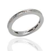 18K(750) Solid White Gold Natural Diamond Handmade Milgrain Band Ring