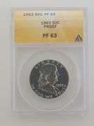 1963 Franklin Half Dollar, ANACS PF63