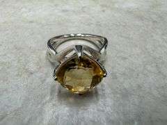 Sterling Silver 925 Natural Gemstone Citrine Ring Size 7