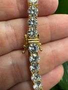 Gold Plated 925 Sterling Silver Moissanite Stone 5mm Tennis Bracelet 8 Inch