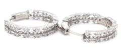 925 Sterling silver 2 row cubic zirconia hoop earrings