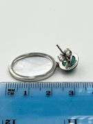 925 Sterling Silver Drop Turquoise And White MOP Earrings