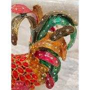 Ruby Red Faberge Rooster Jewelry Box with 24k Gold and Crystals