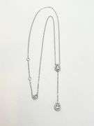 925 Sterling Silver Lariat Pear Shaped CZ Necklace