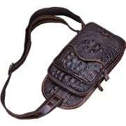 Genuine Leather Crocodile-Pattern Sling Bag