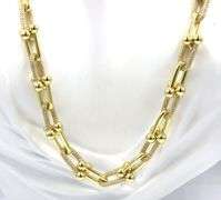 925 Sterling silver U style cubic zirconia chain necklace