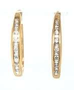 14kt Yellow gold 0.50ctw RBC and Baguette hoop earrings