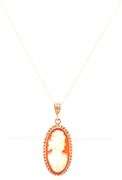 10kt Yellow gold oval Cameo pendant on chain