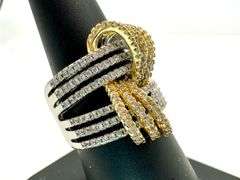 Sparkling 14 K White and Yellow Gold Plated Simulated Diamond Ring.