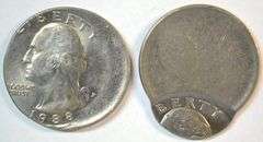 Two dramatic off-center BU Washington Quarters: 1988-P and the other undated