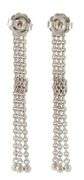 0.30ctw Princess and Round Diamond Milgrain Tassel Chain Dangle Earrings in 18K