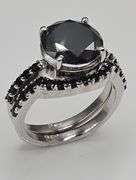 Dazzling 4.75 Ct Silk Black Lab Simulated Diamond 2 Band Ring