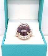 Fabulous Massive 18.51CTS Cabochon-Cut Star Ruby 1.65CTW White Sapphire Ring in 14K Yellow Gold Over