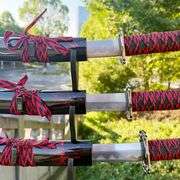 Three Japanese Samurai Sword Set Katana Wakizashi Tanto Full Tang