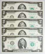 (5) Superb Crisp $2 2017A Star Notes New York-Consecutive!