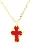 925 Sterling silver Coral cross pendant on chain