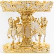Golden Ivory Carousel Horse Wind-Up Music Box