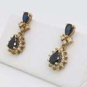 Diamond & Sapphire Drop Earrings in Yellow Gold