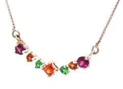 14kt White gold multi color sapphire necklace
