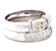 18kt White gold 0.35ctw white and yellow double row diamond pave band