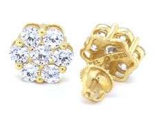 925 Sterling silver flower style cubic zirconia stud earrings
