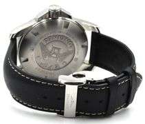Longines Conquest 43mm black dial on leather strap watch