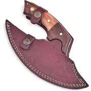 Handmade Damascus Ulu Curved Blade Wood Handle