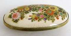 Antique Japanese Satsuma Large Floral Brooch